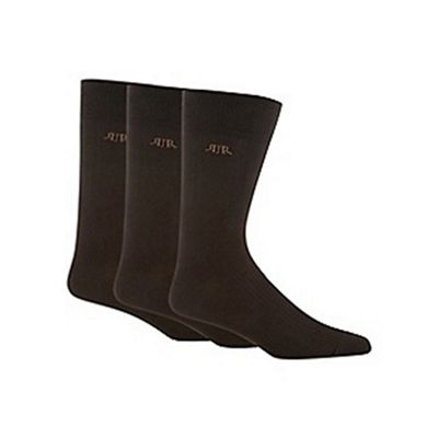 RJR.John Rocha Designer pack of three chocolate plain socks